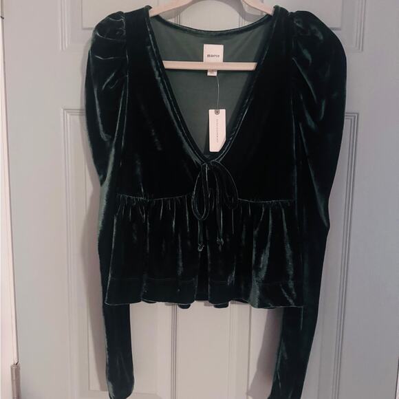 Anthropologie Velvet Green Blouse - Picture 4 of 6